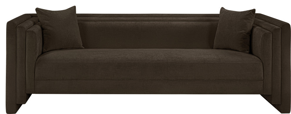 Everett Upholstered Sofa, Brown, Chenille Fabric