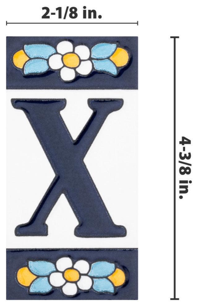 Sevillano Flora Letters 2-1/8 in. x 4-3/8 in. Ceramic Wall Tile, X