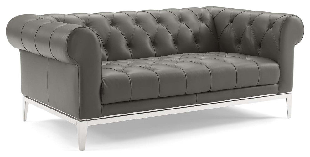 Idyll 3 Piece Upholstered Leather Set - Gray