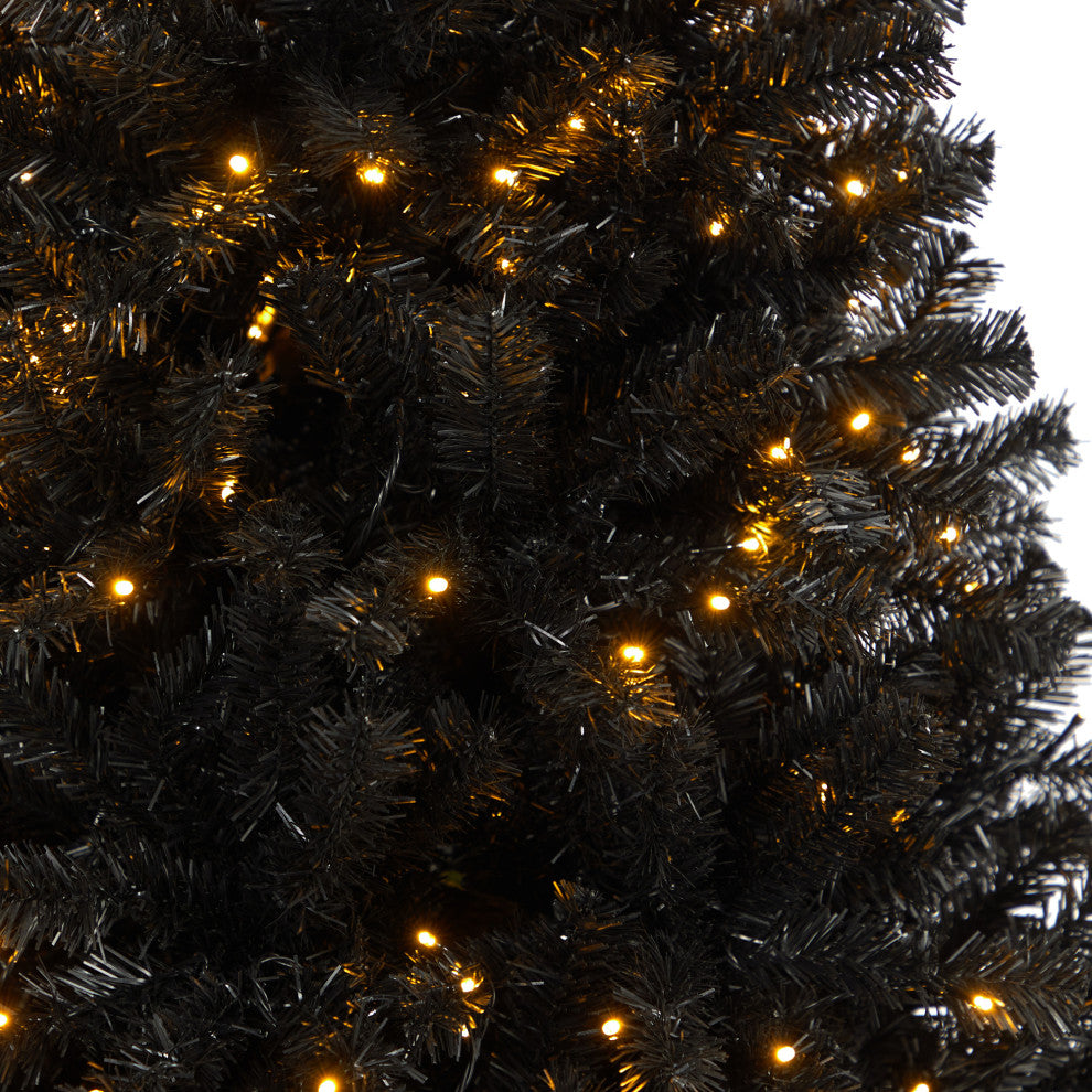 6' Black Artificial Christmas Tree With 400 Clear LED Lights and 1036 Tips