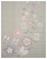 EORC Gray Hand-Tufted Wool Kid's Butterfly Rug 2' x 3'