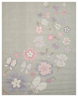EORC Gray Hand-Tufted Wool Kid's Butterfly Rug 2' x 3'