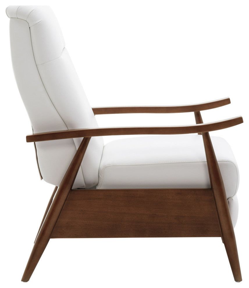 Solaris Wood Arm Push Back Recliner, Milky White