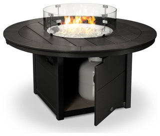 Polywood Round 48" Fire Pit Table, Black