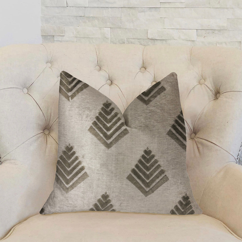 Aspen Mist Blue and Beige Luxury Throw Pillow, 20"x20"