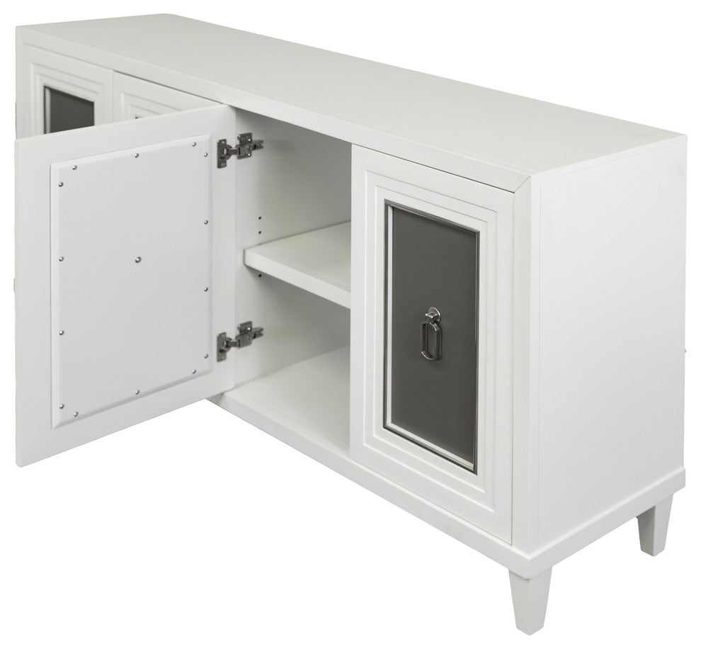 Modern Wood 70" Console With With doors, TV Stand, Fully Assembled, White