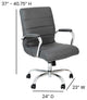 Mid-Back Executive Swivel Office Chair with Metal Frame and Arms, Gray Leatherso