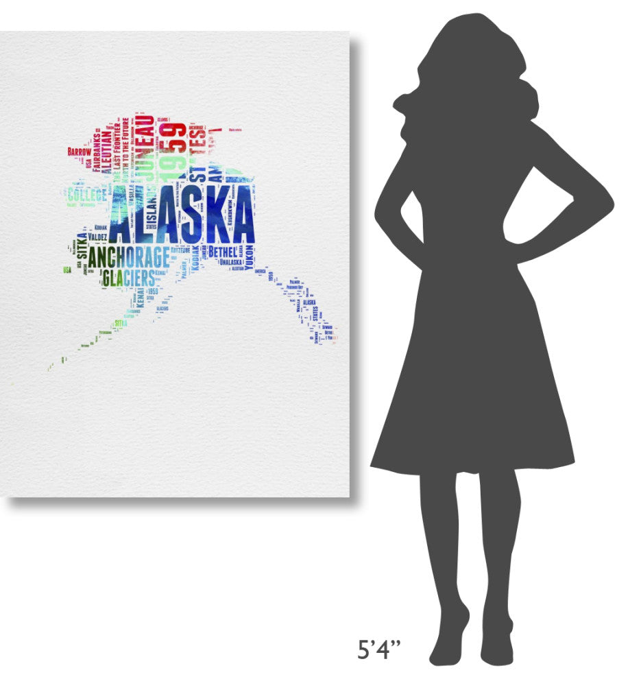 "Alaska Watercolor Word Cloud" Fine Art Print