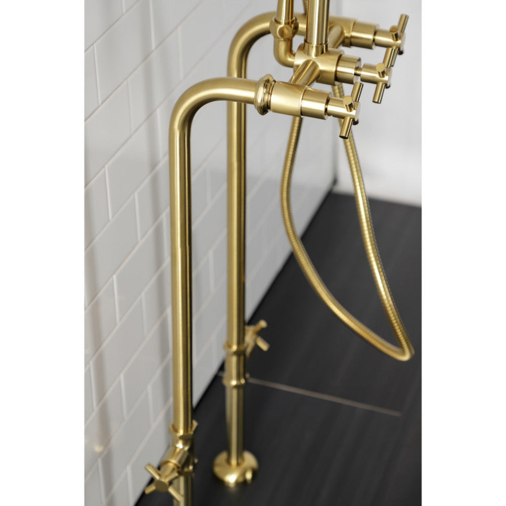 CCK8107DX Freestanding Tub Faucet With Supply Line, Stop Valve, Brushed Brass