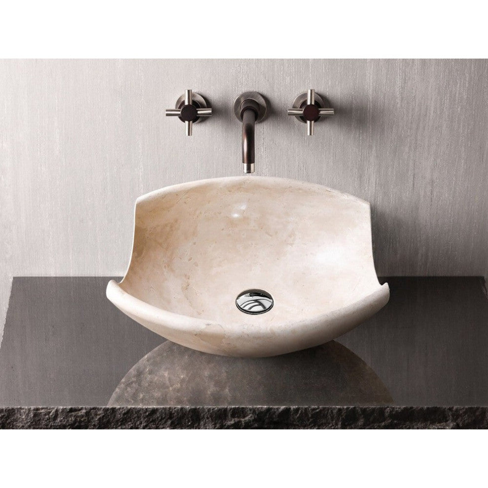 Light Beige Travertine Natural Stone Vessel Sink (W)16" (L)16" (H)6"