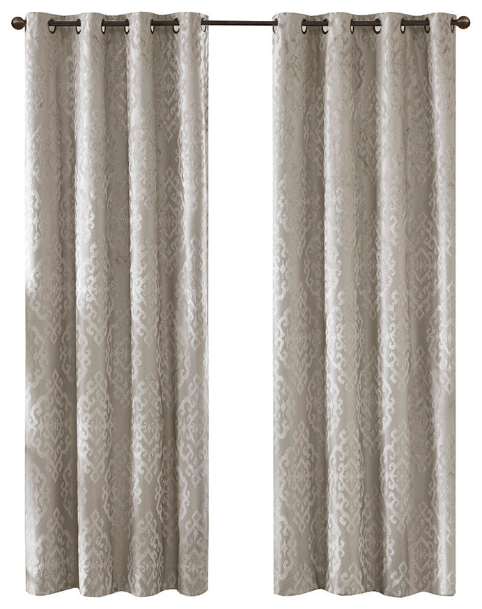SunSmart Mirage Knitted Jacquard Damask Total Blackout Grommet Top Curtain Panel