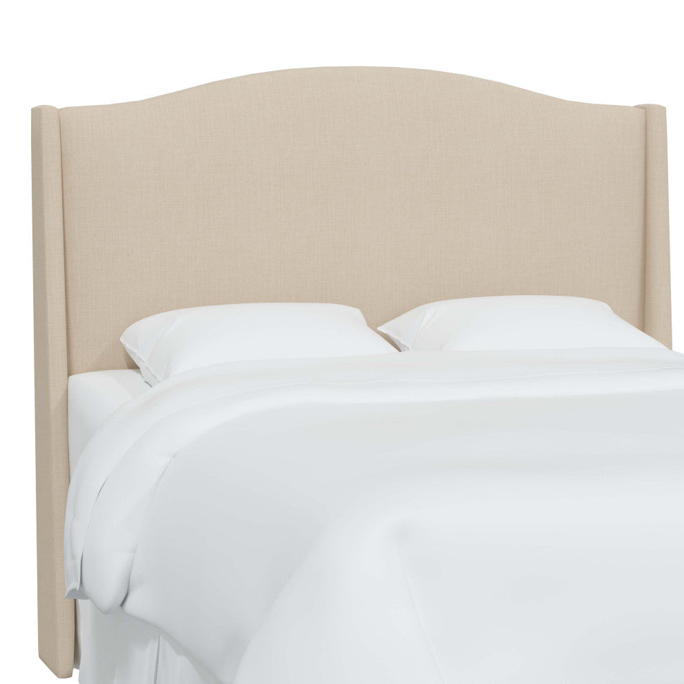 Camelback Wingback Headboard, Linen Linen, Queen