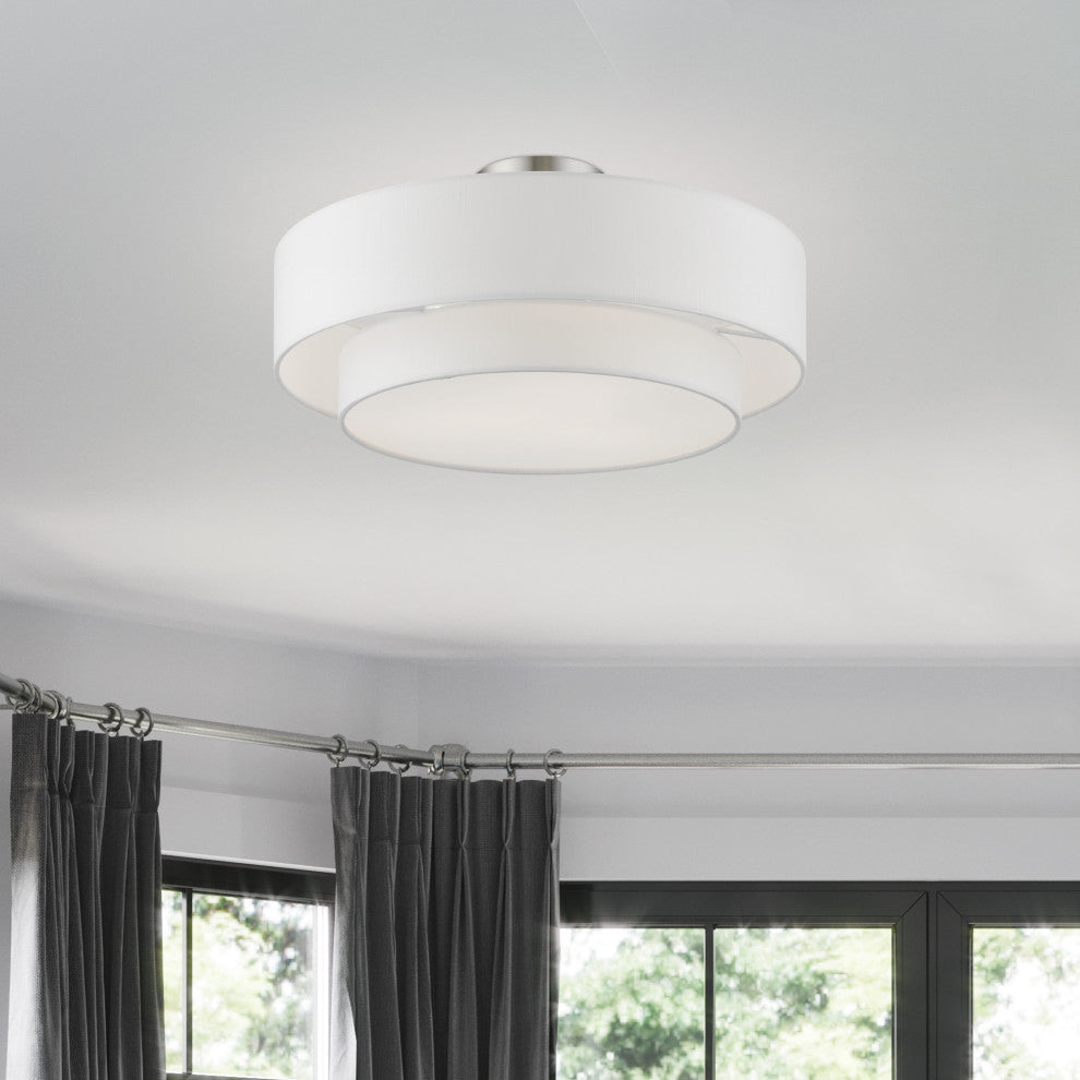 Meridian 3 Light Brushed Nickel Semi-Flush Mount