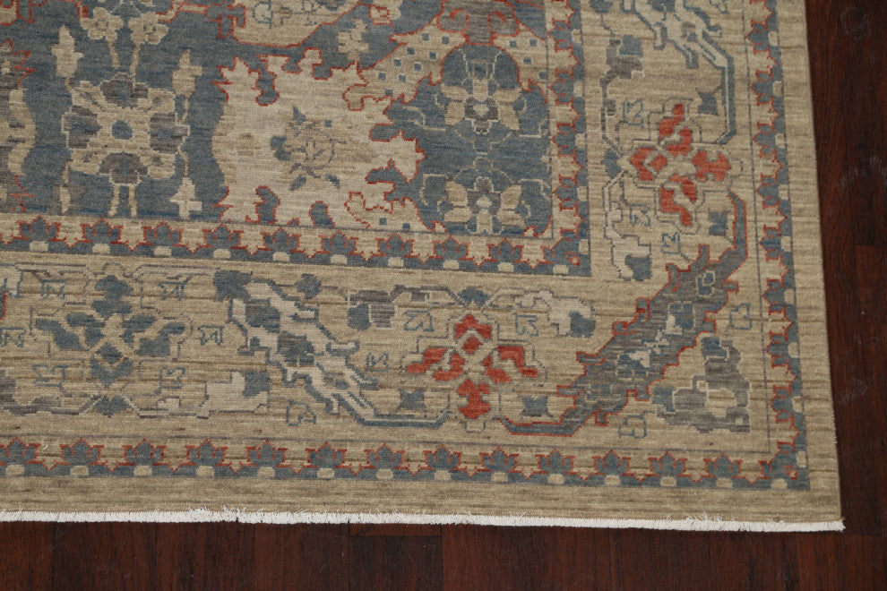 Silver Washed Geometric Ziegler Turkish Oriental Area Rug 10x13 Wool Carpet