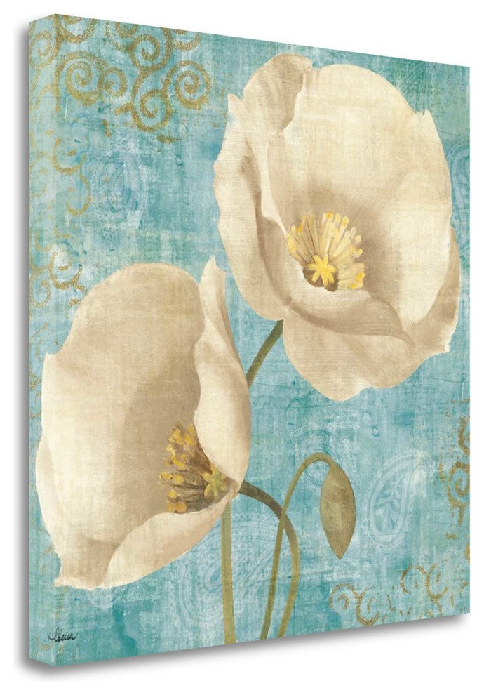 "Rich Poppies On Paisley" By Albena Hristova, Giclee on Gallery Wrap Canvas
