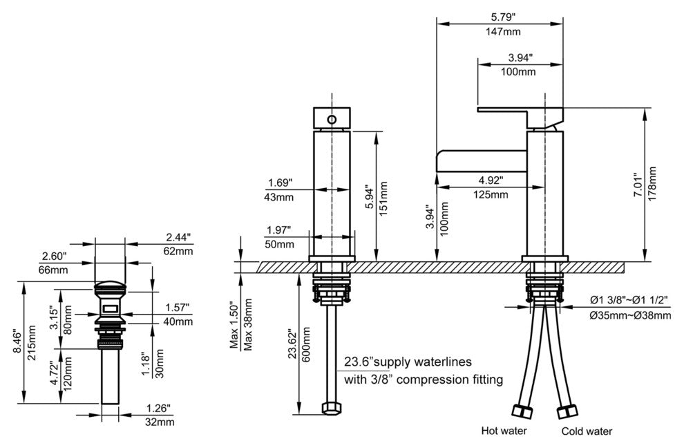 Modern Single Handle One Hole Waterfall Bathroom Sink Faucet Solid Brass, Chrome