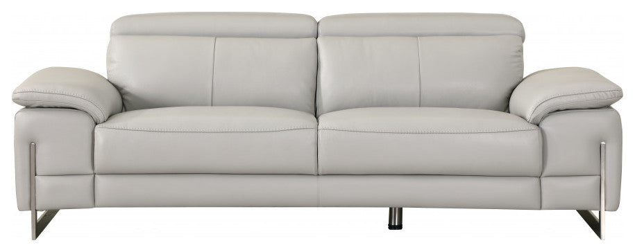 2-Piece Indoor Light Gray Italian Leather Five Person Seating Set