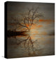 "Red Leafs B" UV Ink Print on Brushed  Aluminum, 32"x32"
