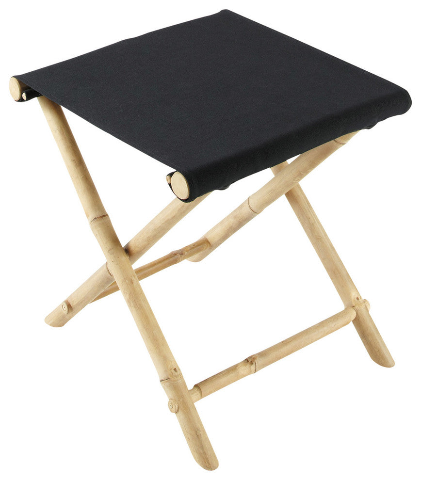 Foldable Bamboo Stool, Black