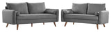 Revive Upholstered Fabric Sofa and Loveseat Set Light gray