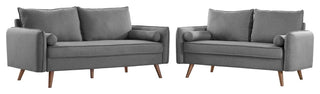Revive Upholstered Fabric Sofa and Loveseat Set Light gray