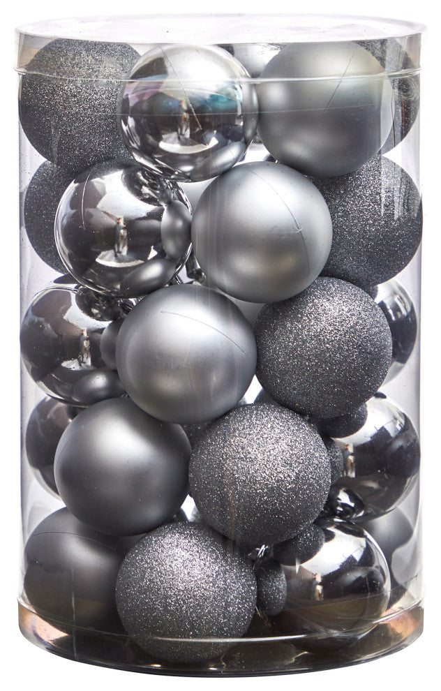 Holiday Christmas 30 Count 2.5" Shatterproof Ornament Set With Storage Container