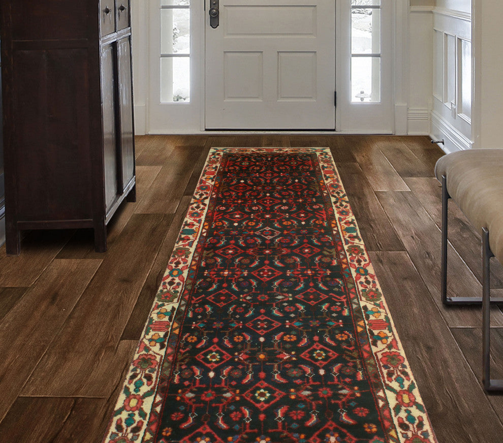 Fine Vintage Distressed Gayle Black/Ivory Runner, 2'11x9'11