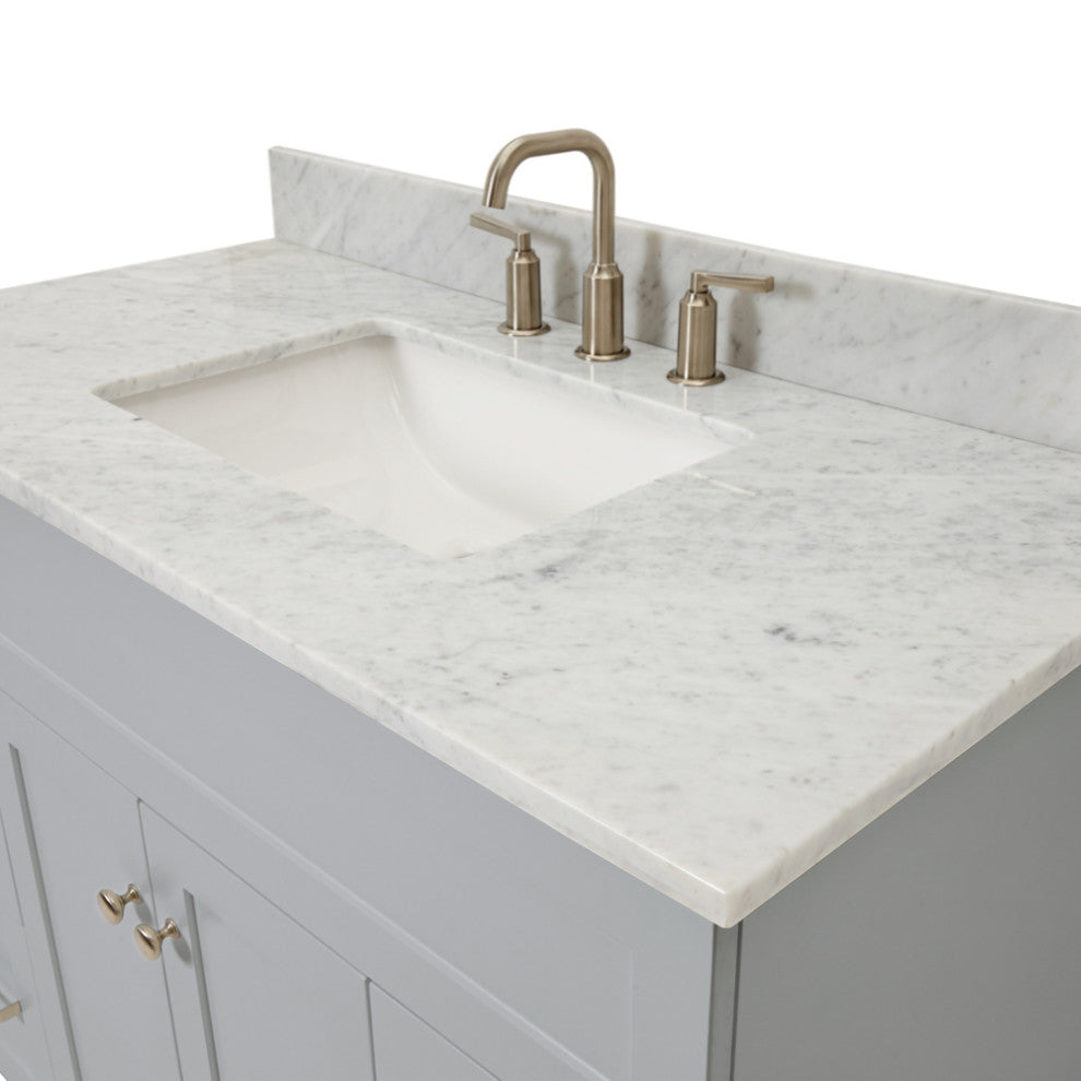Ariel Hamlet 43" Rectangle Sink Bath Vanity, 0.75" Carrara Marble