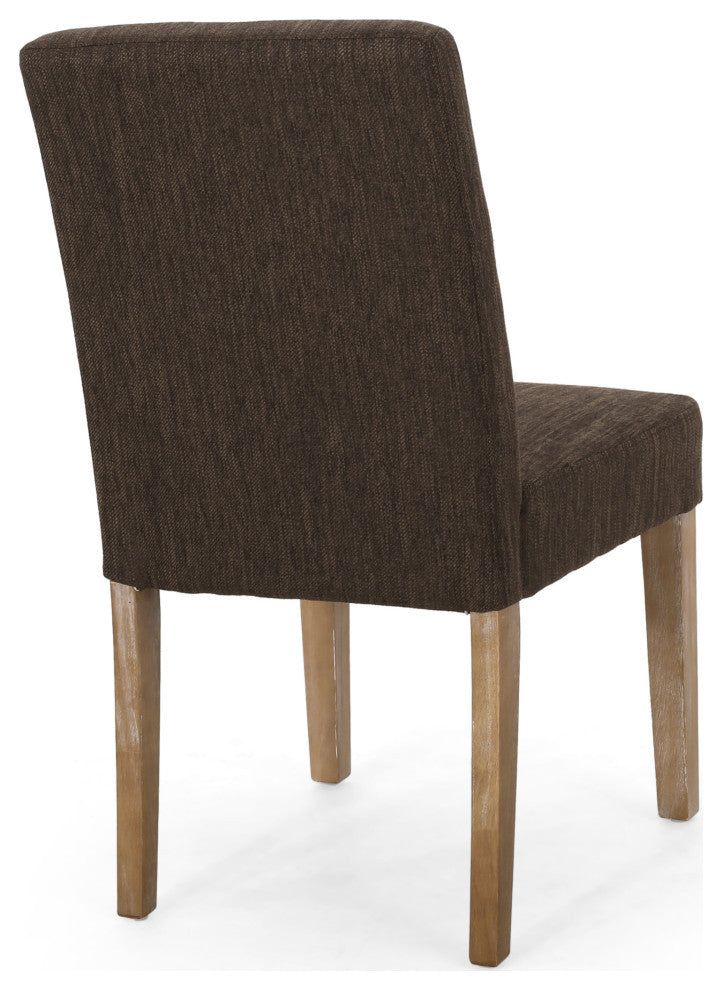 Kuna Contemporary Upholstered Dining Chair, Set of 2, Brown/Weathered Brown