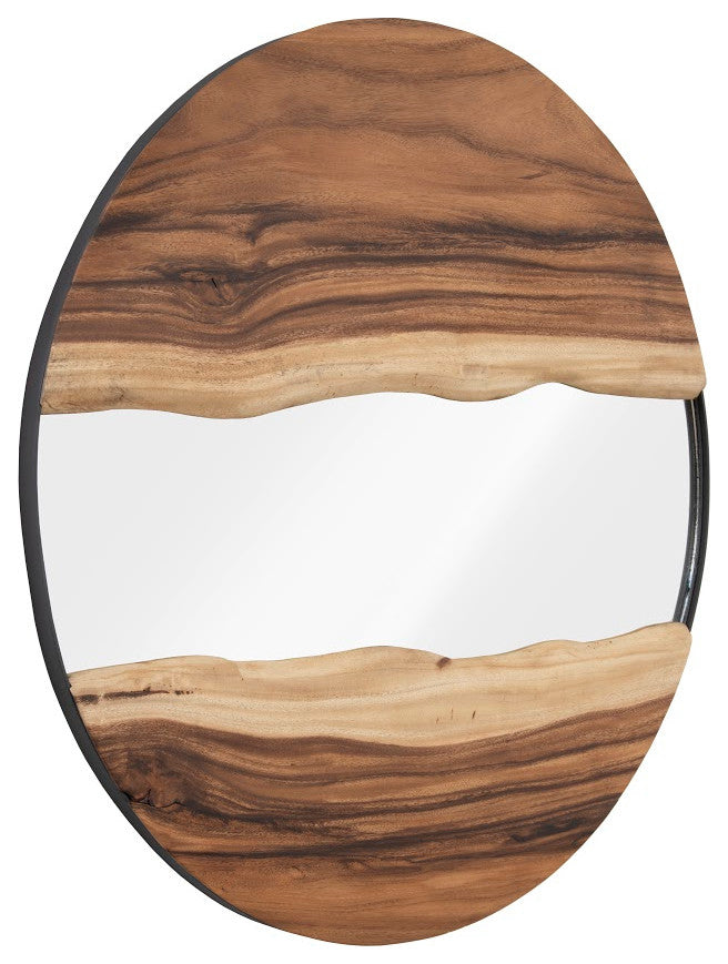 River Mirror, Natural, Round