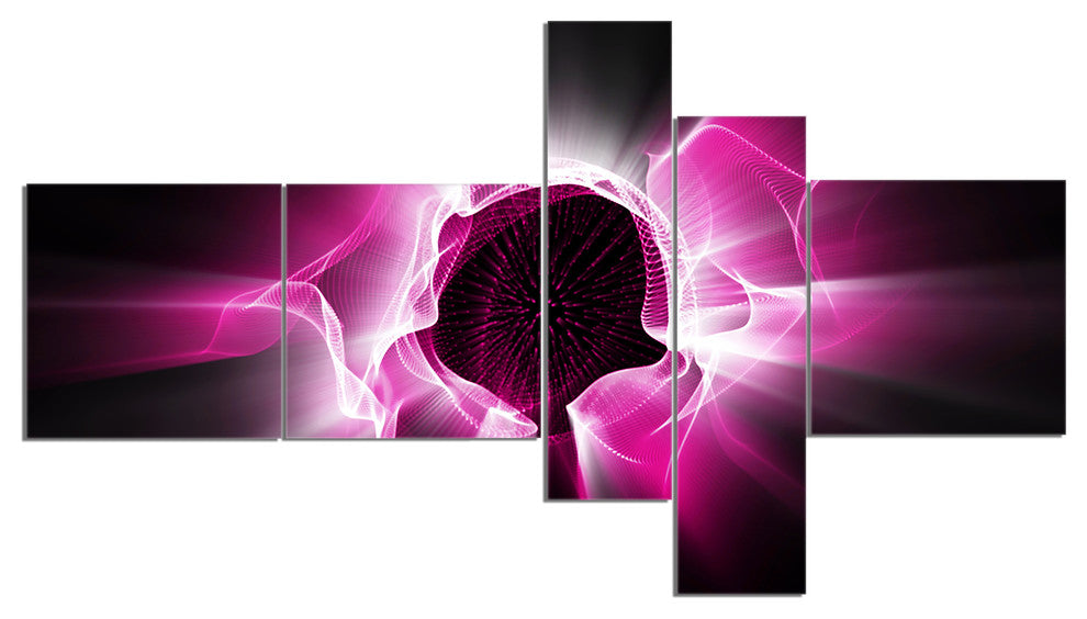 Fractal Purple Light Shine, Abstract Canvas art print, 60"x32", 5 panels
