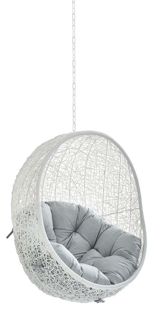 Hide Sunbrella Fabric Swing Outdoor Patio Lounge Chair Without Stand-White Gray
