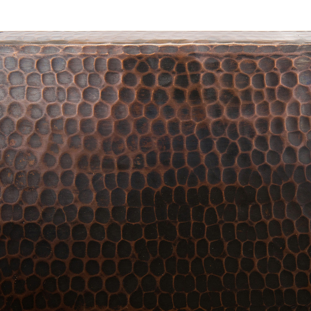 17" Large Square Hammered Copper Bar/Prep Sink, Drain & Accessories