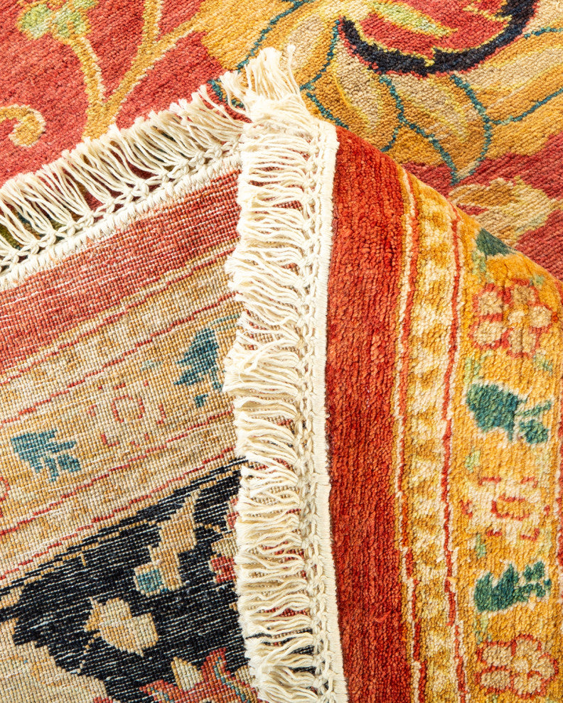 Mogul, One-of-a-Kind Hand-Knotted Area Rug Orange, 9' 1" x 9' 1"