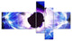 Fractal Blue Light Shine, Abstract Canvas Art Print, 60"x32", 5 panels