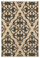 5' x 8' Beige and Black Medallion Stain Resistant Indoor Outdoor Area Rug