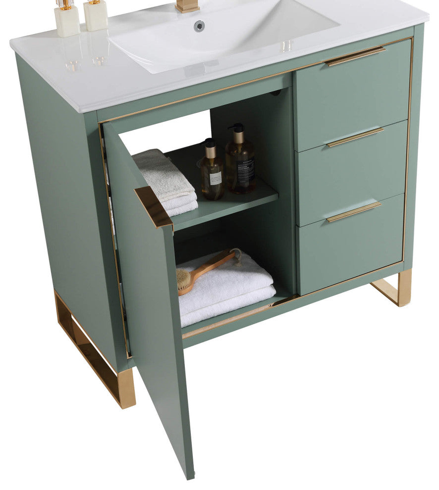 Fine Fixtures Opulence Collection Bathroom Vanity with White Ceramic Sink
