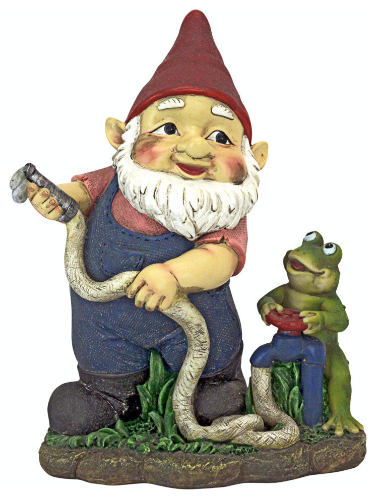 Firefighter Franz and Frog Gnome Statue