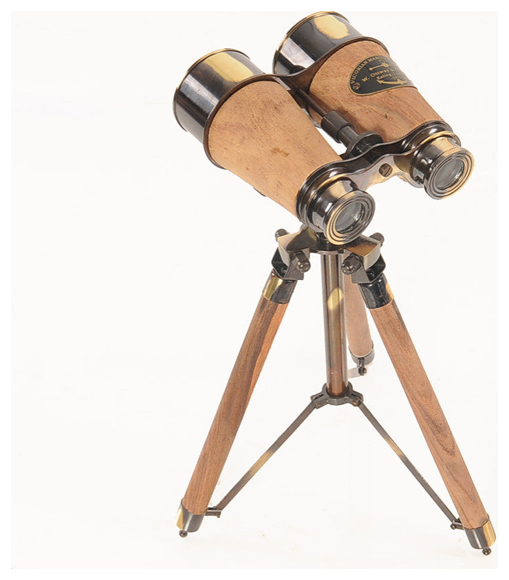 Wood/Brass Binocular On Stand