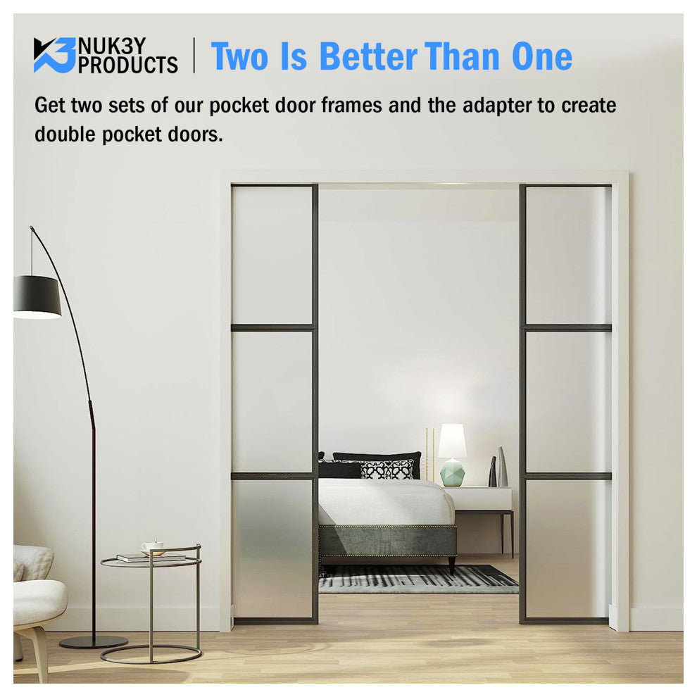 Nuk3y Pocket Door Frame Kit with Two-Way Soft Close, 80", Up to 88lb