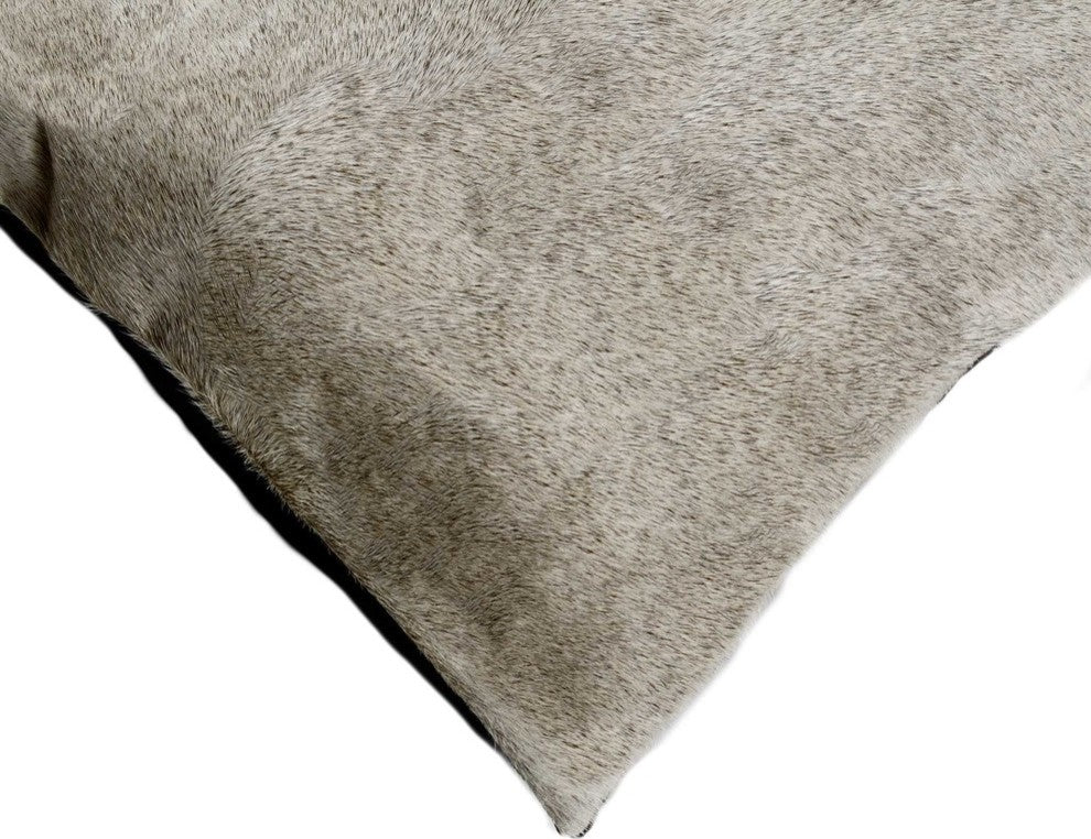 12" X 20" Gray Cowhide Pillow