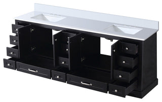Dukes 84" Espresso Double Square Sink Vanity with Quartz Top, No Mirror