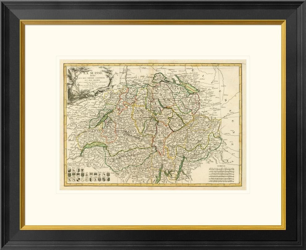 "La Suisse, 1782" Framed Digital Print by Rigobert Bonne, 26"x22"