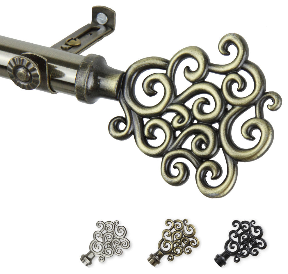 Fabritio 13/16 inch dia. Curtain Rod, Antique Brass, 48"-84"