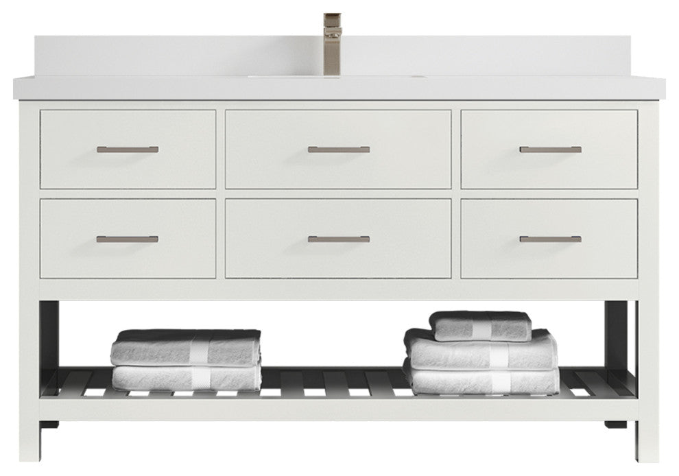 Parker 60 Single Bathroom Vanity White 2" White Quartz
