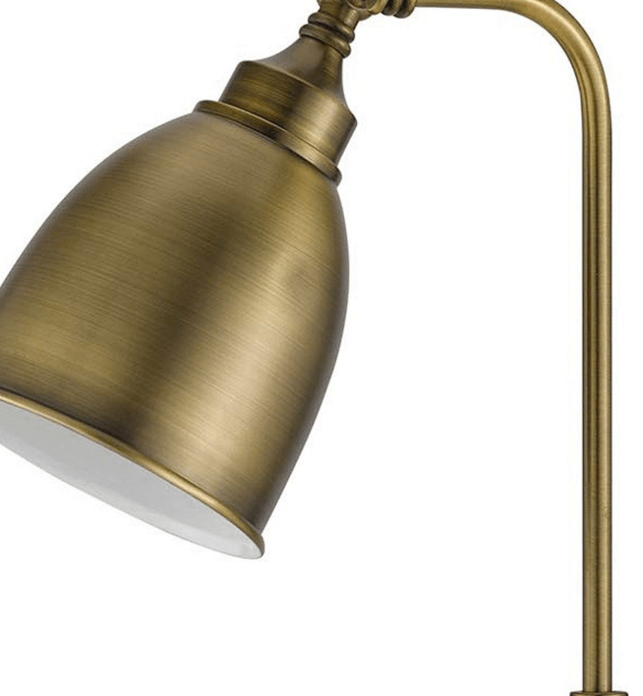 25" Bronze Metal Adjustable Table Lamp With Antiqued Brass Dome Shade