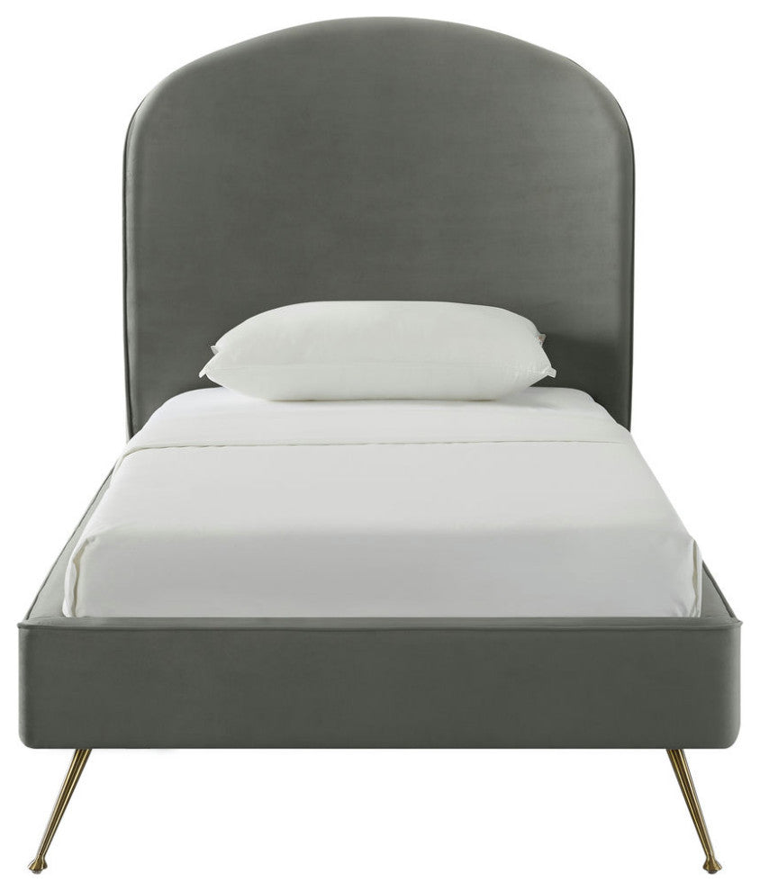 TOV Furniture Vivi Grey Velvet Bed in Twin