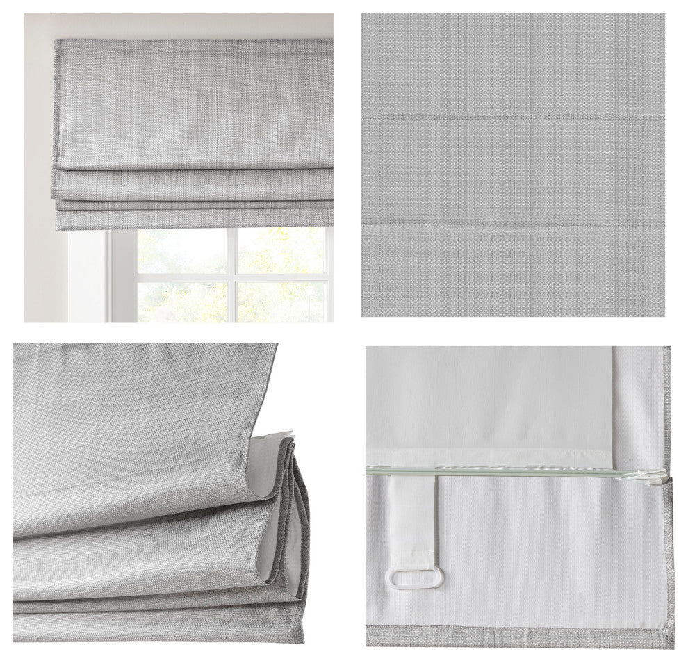 Madison Park Galen Basketweave Roman Shade, Grey, 33"