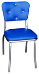 Retro Home Upholstered Tufted Back Dining Chair, Royal Blue
