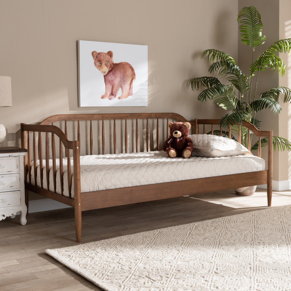 Jennine Mid-Century Twin Size Daybed, Walnut Brown